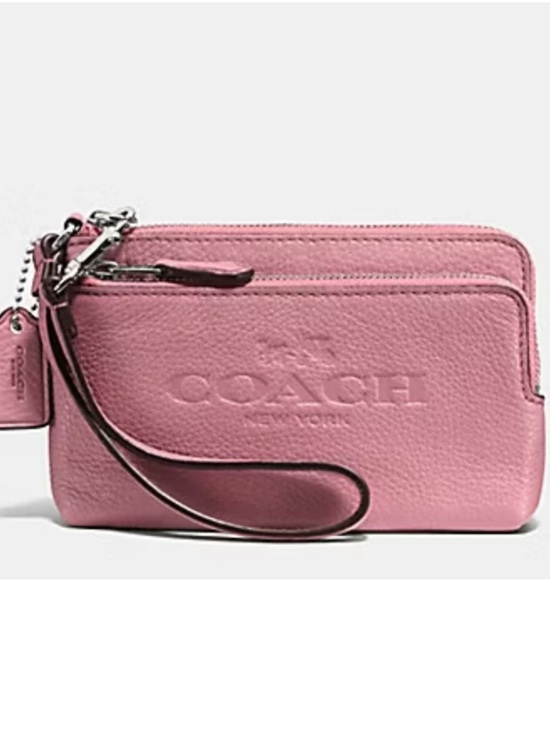 Coach Handbags - Coach Wristlet Leather 2 Zipper Pocket Small